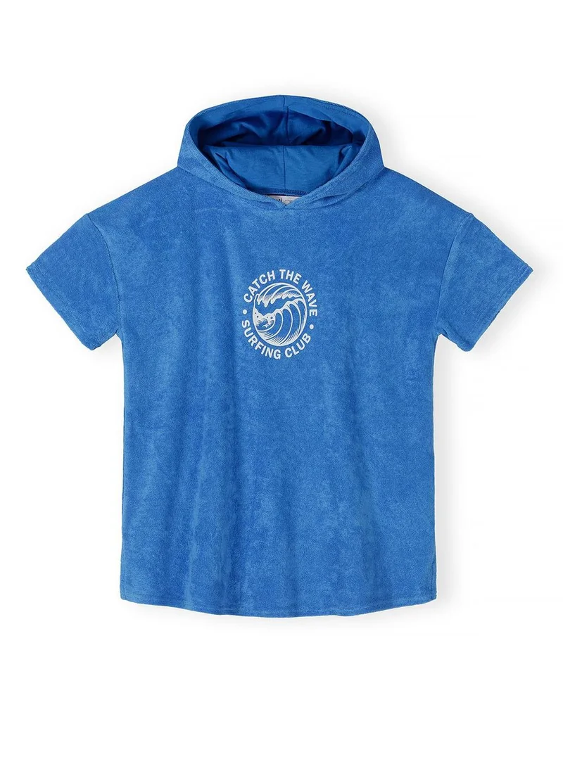 MINOTI Boys blue towelling hooded cover up long sleeves